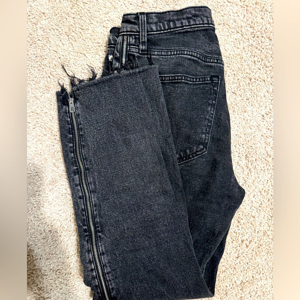 Raw Hem Abercrombie side zipper Jeans